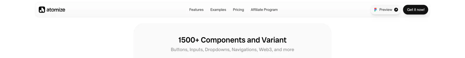 Atomize Design System v 3.0 landing page section