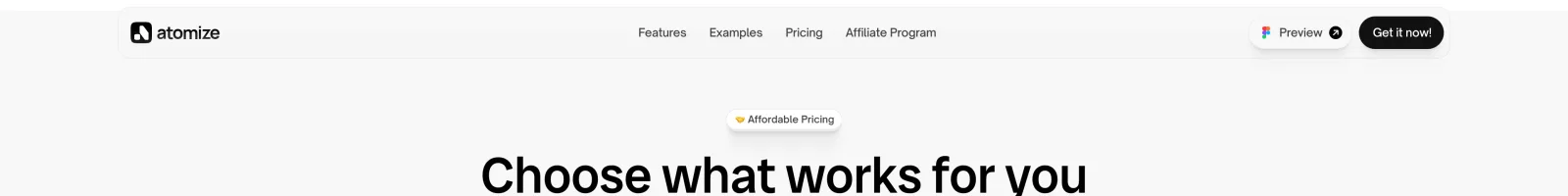 Atomize Design System v 3.0 landing page section