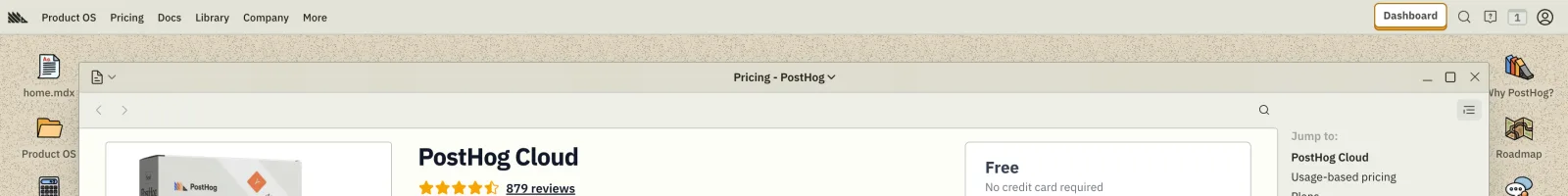 Posthog landing page section