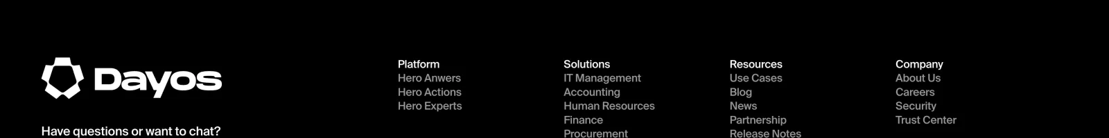 Dayos landing page section