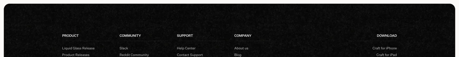 Craft landing page section