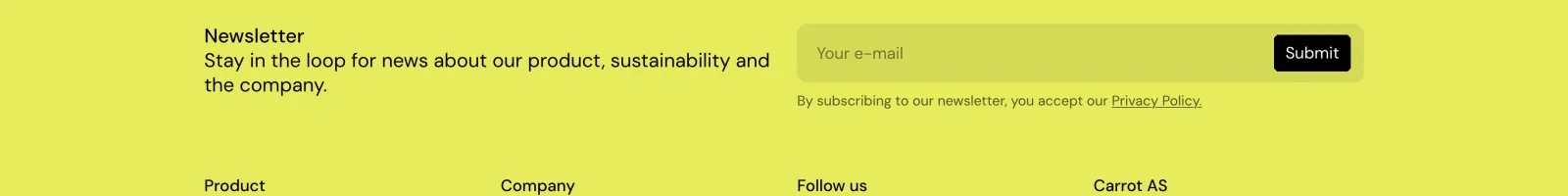 Carrot landing page section