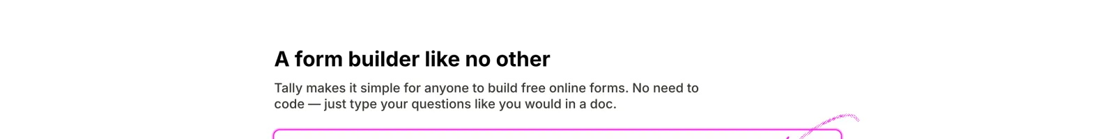 Tally landing page section