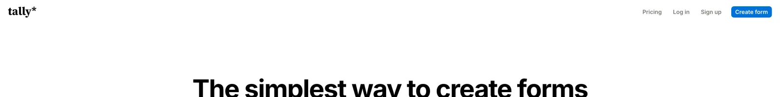 Tally landing page section