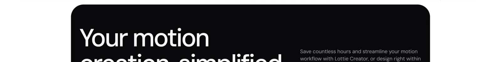 Lottiefiles landing page section