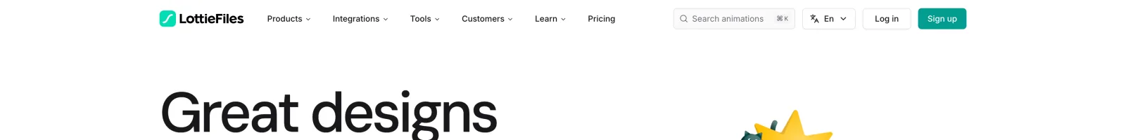 Lottiefiles landing page section