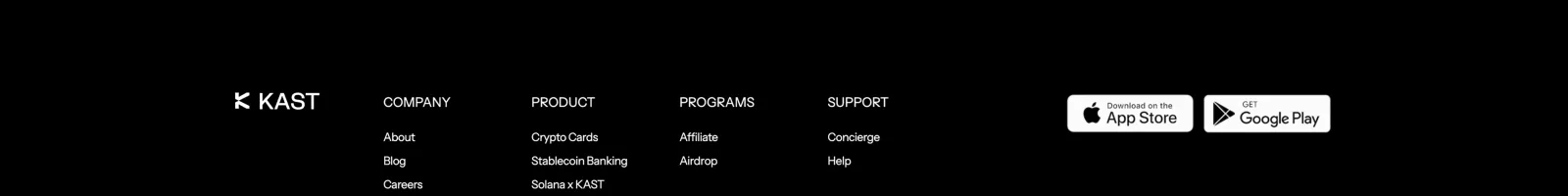 Kast landing page section