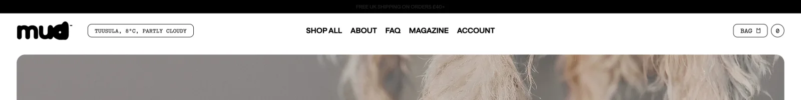 Mud landing page section