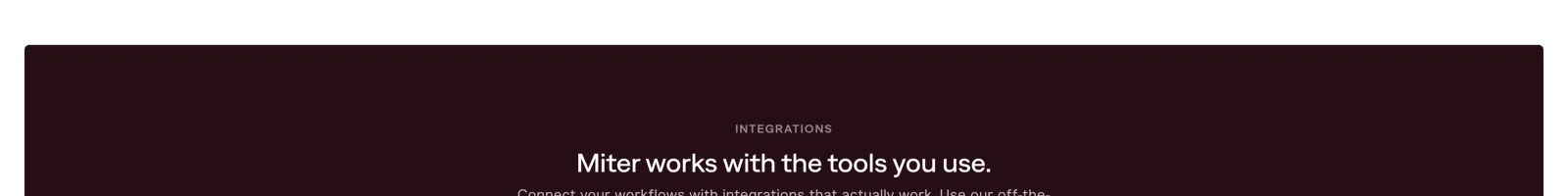 Miter landing page section