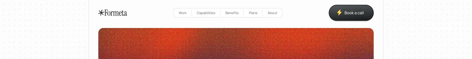 Formeta landing page section