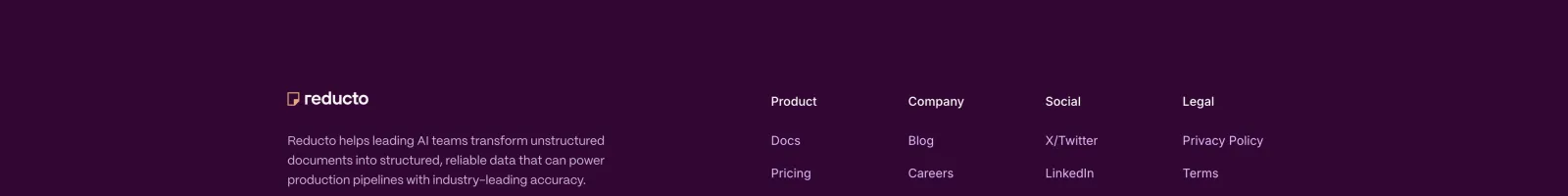Reducto landing page section