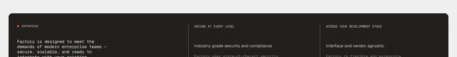 Factory.ai landing page section