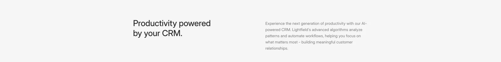 Lightfield landing page section
