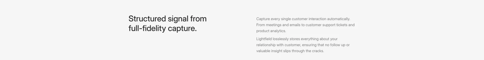 Lightfield landing page section