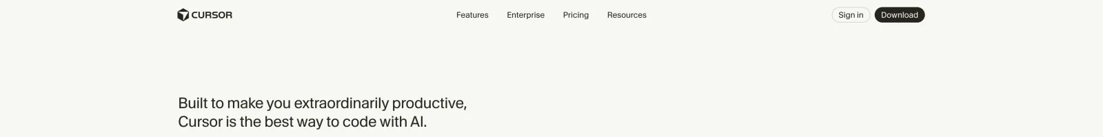 Cursor landing page section