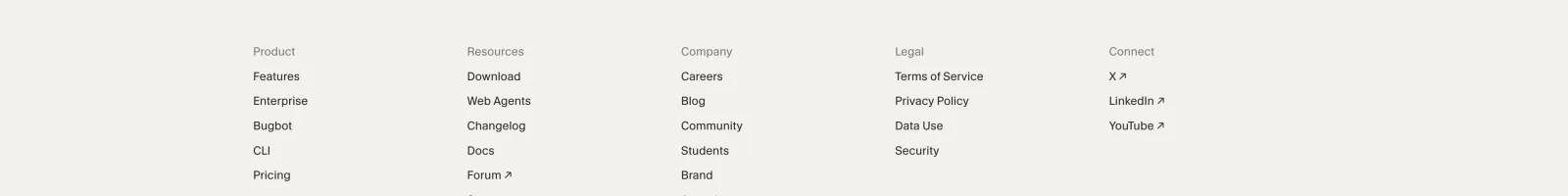 Cursor landing page section