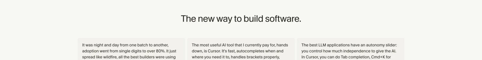 Cursor landing page section