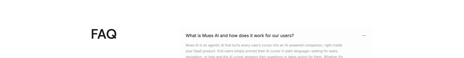 Mues landing page section