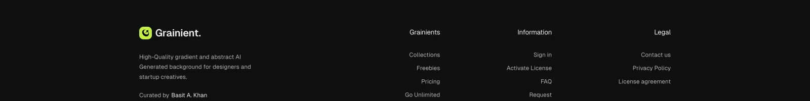 Grainient Supply landing page section