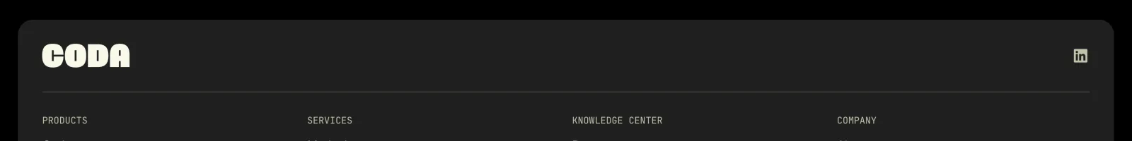 Coda landing page section