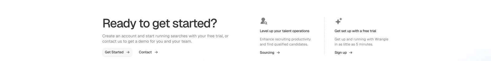 Wrangle landing page section