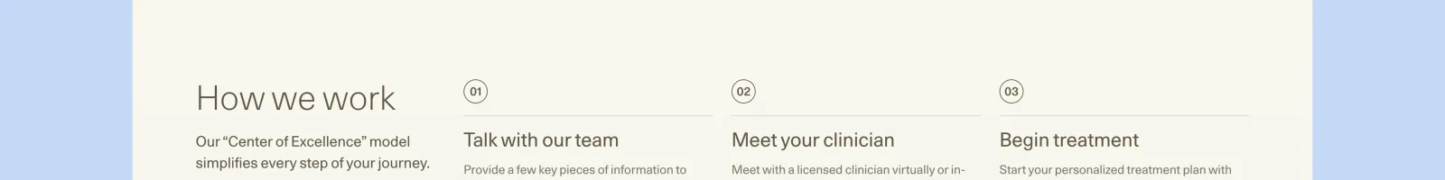 Radial landing page section
