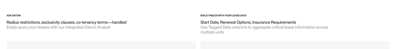 Datum landing page section