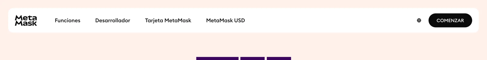 Metamask landing page section