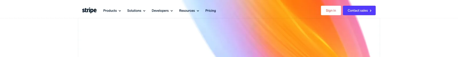 Stripe landing page section