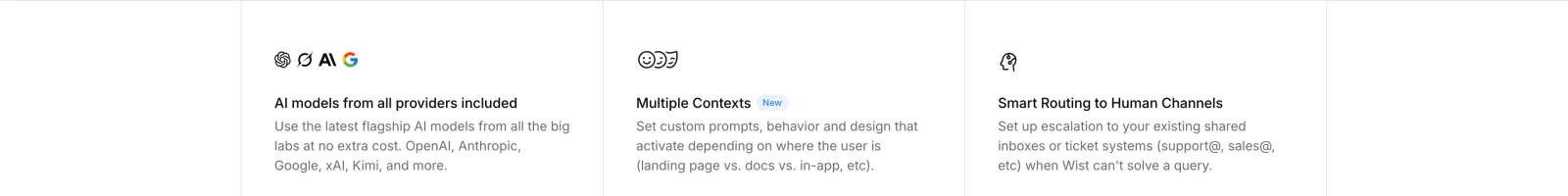 Wist Chat landing page section