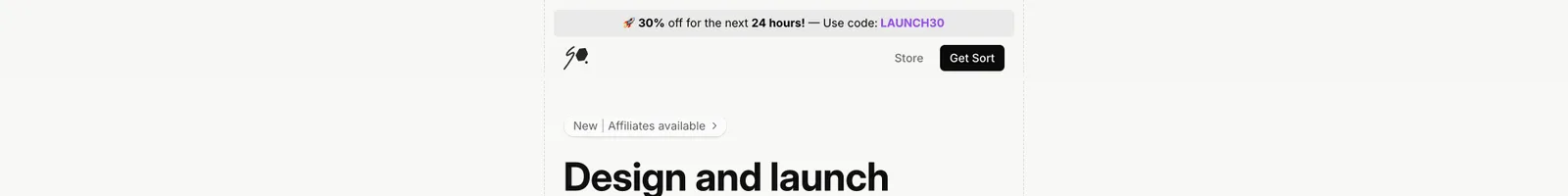 Hero · Sort landing page section
