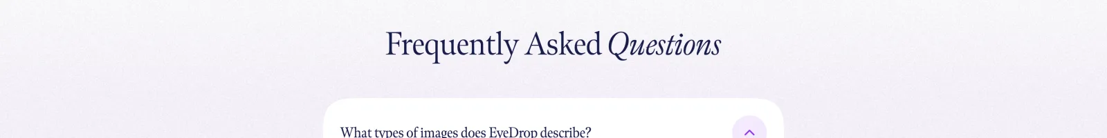 Eyedrop landing page section