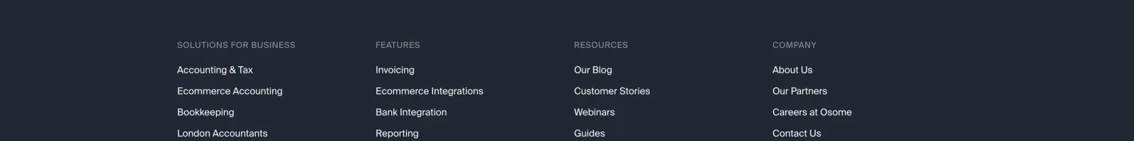 Osome landing page section