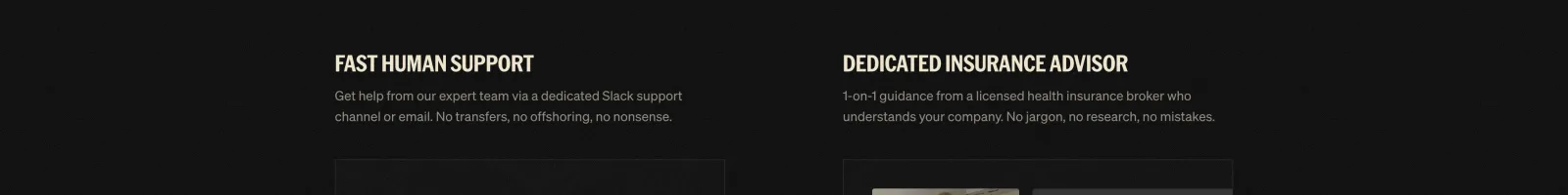Central HQ landing page section