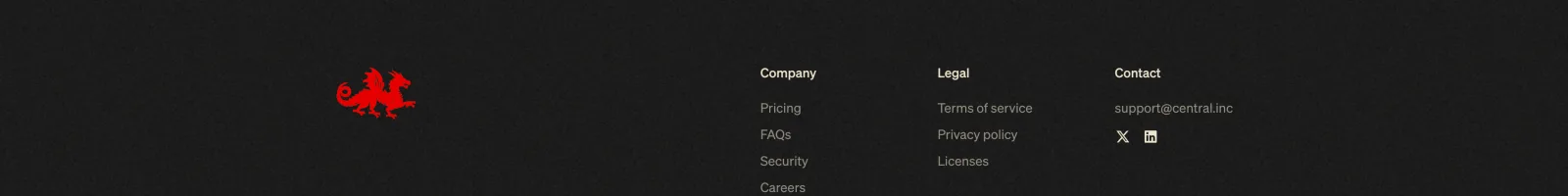 Central HQ landing page section