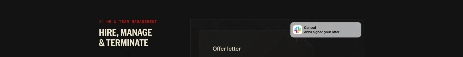 Central HQ landing page section
