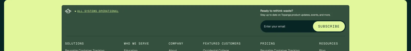 Topanga landing page section