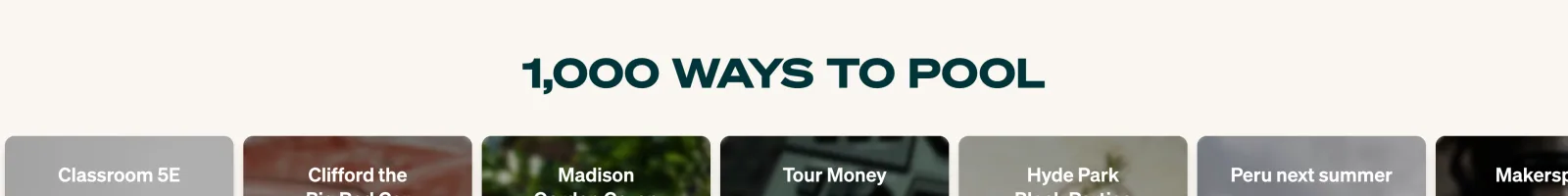 Pool Money landing page section