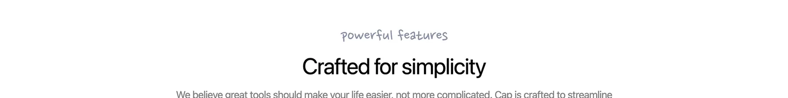 Features · Cap landing page section