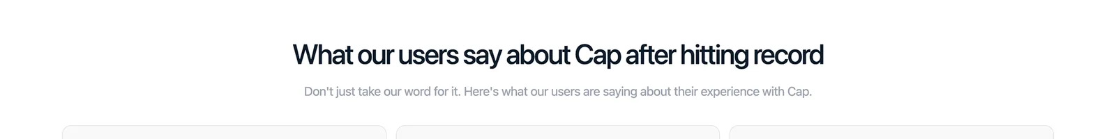 Reviews, Bento · Cap landing page section