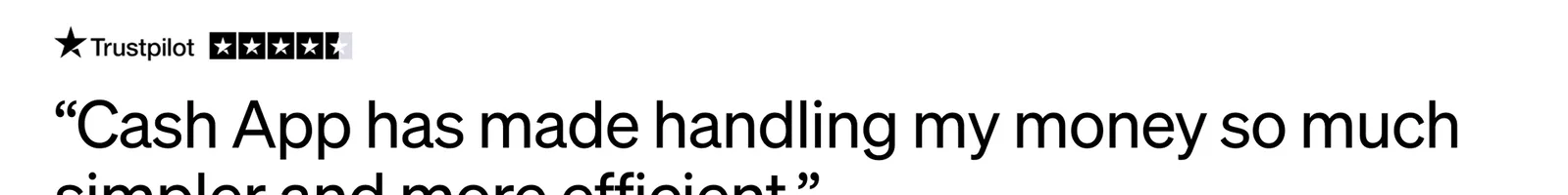 Reviews · Cash App landing page section