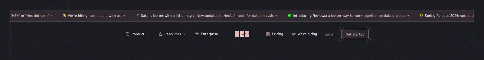 Hero · Hex landing page section