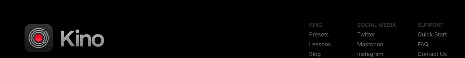 Footer · Kino landing page section