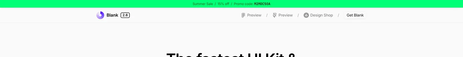 Hero · Blank 2.6 landing page section