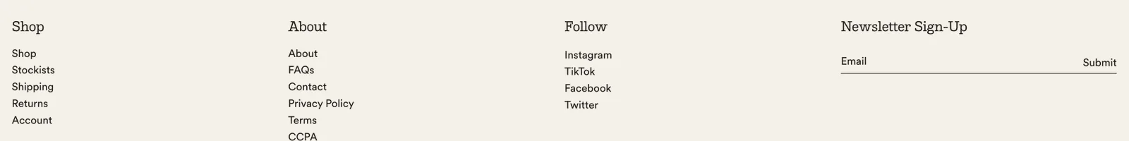 Footer · saba jam landing page section