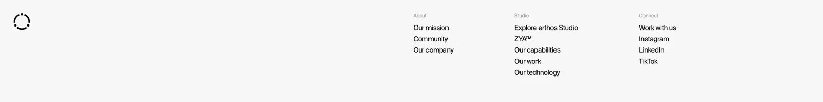 Footer · erthos landing page section