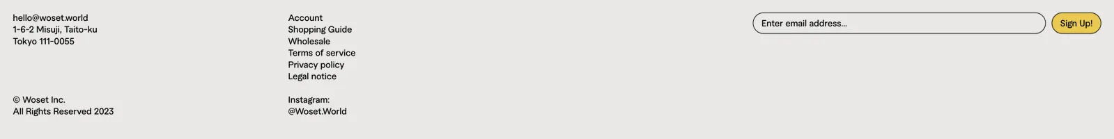 Footer · Woset landing page section