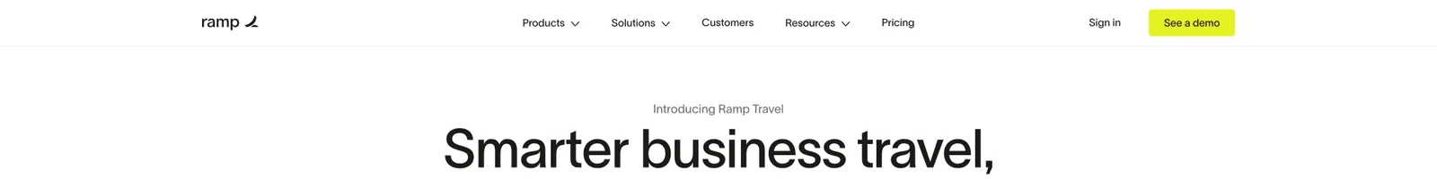 Hero · Ramp Travel landing page section