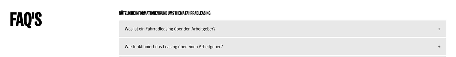 FAQ · Stenger landing page section