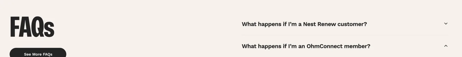 FAQ · Renew Home landing page section